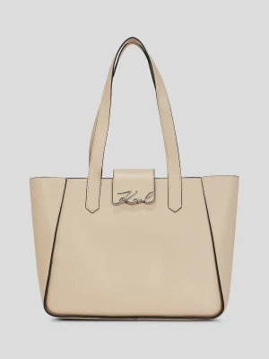 Obrázek produktu Karl Lagerfeld Kožená kabelka Karl Lagerfeld K/SIGNATURE béžová