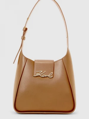 Obrázek produktu Karl Lagerfeld Kožená kabelka Karl Lagerfeld K/SIGNATURE hnědá