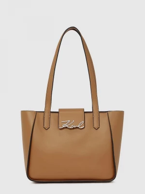 Obrázek produktu Karl Lagerfeld Kožená kabelka Karl Lagerfeld K/SIGNATURE hnědá