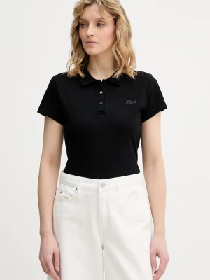 Obrázek produktu Karl Lagerfeld polo dámské bavlněné s elastanem černá