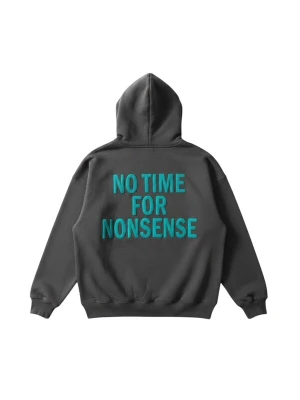 Obrázek produktu Kleidermafia Mikina 'Oversize “No Time for Nonsense” Hoodie - Anthracite and Blue' antracitová