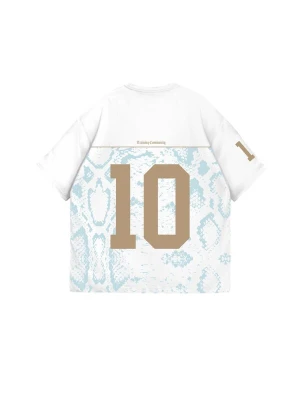 Obrázek produktu Kleidermafia Tričko 'Oversize Brooklyn T-shirt - Ecru and Turquoise' režná