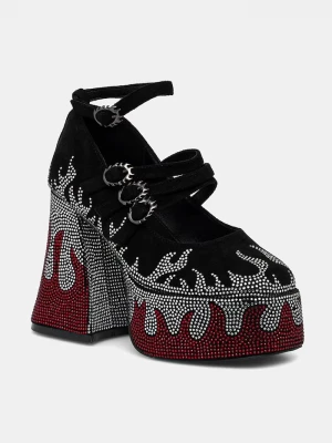 Obrázek produktu Koi Footwear lodičky na sloupku Blazed Flames Strappy Heels černá