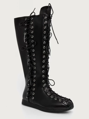 Obrázek produktu Koi Footwear Numinous Lace Up Charm Long Boots kozačky nad kolena dámské černá