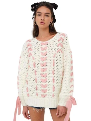Obrázek produktu KoJooin Kardigany 'Damen Rundhalspullover mit Schleifenbindung Strickpullover für lässige Alltags-und Freizeitoutfits' bílá
