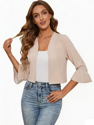 Obrázek produktu KoJooin Přechodná bunda 'Damen Jacke Strickjacke Reißverschluss Stehkragen Langarm Lässige Alltag Strickjacke' meruňková