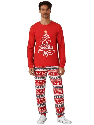 Obrázek produktu KoJooin Pyžamo dlouhé 'Herren Set Weihnachten Pyjama Langarm Rundhals Rentier Muster Homewear' červená