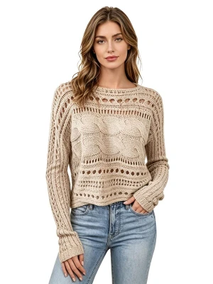 Obrázek produktu KoJooin Svetr 'Sommerliche Häkeltops für Damen im Boho-Stil, Rundhalsausschnitt, locker geschnitten, Urlaubsmode' meruňková