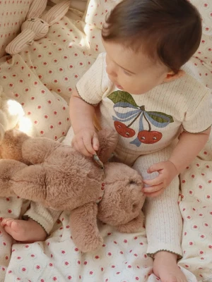Obrázek produktu Konges Sløjd Bavlněné kojenecké body Konges Sløjd MINNIE SS BODY GOTS béžová