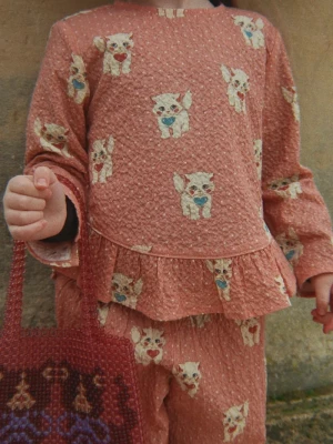 Obrázek produktu Konges Sløjd halenka s volánkem dětská bavlněná s elastanem ELIN BLOUSE GOTS oranžová