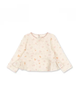 Obrázek produktu Konges Sløjd halenka s volánkem dětská bavlněná s elastanem ELIN BOW BLOUSE GOTS béžová