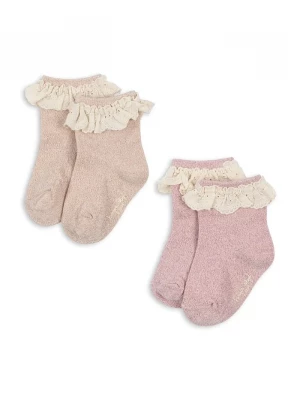 Obrázek produktu Konges Sløjd ponožky dětské 2 PACK GLITTER FRILL SOCKS 2-pack růžová