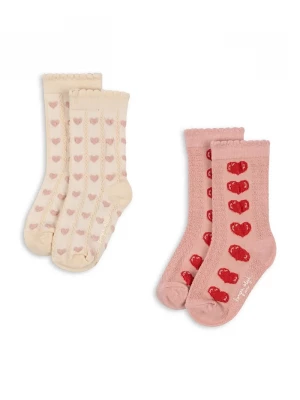 Obrázek produktu Konges Sløjd ponožky dětské 2 PACK HEART JAQUARD SOCKS 2-pack růžová