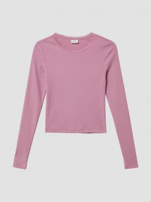 Obrázek produktu Košile slim fit s dlouhým rukávem z žebrované tkaniny s krajkovým detailem s.Oliver růžová