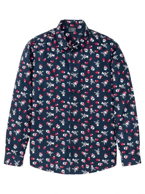 Obrázek produktu Koszula z długim rękawem i bożonarodzeniowym nadrukiem, slim fit BonPrix niebieski