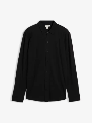 Obrázek produktu Koszula z długim rękawem, z bawełnianej piki z dużą zawartością stretchu, slim fit BonPrix czarny
