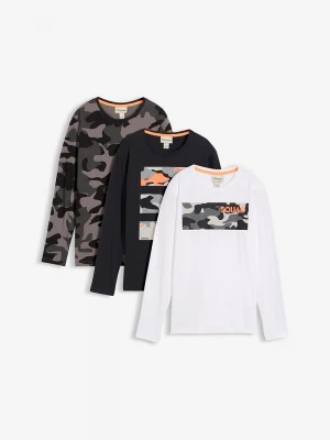 Obrázek produktu Koszulka z długim rękawem z czystej bawełny (3 szt.) BonPrix biały