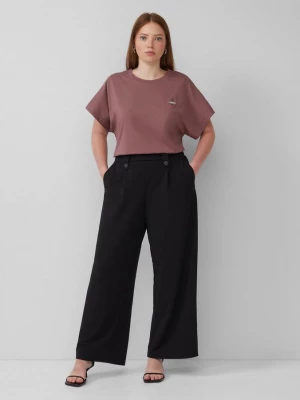 Obrázek produktu Krepové kalhoty se střihem Relaxed Fit, s širokými nohavicemi QS černá