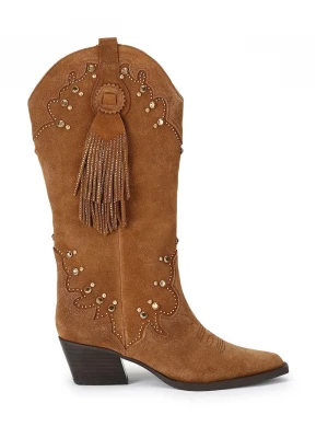 Obrázek produktu Kurt Geiger London kovbojské boty dámské semišové Oxford Western Tassel hnědá