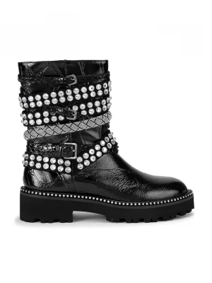 Obrázek produktu Kurt Geiger London Kožené kotníkové boty Kurt Geiger London Multi Strap Flat Boot černá