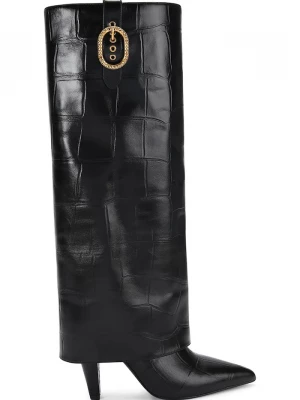Obrázek produktu Kurt Geiger London Kožené kozačky Kurt Geiger London Fold Over Tall Boot černá