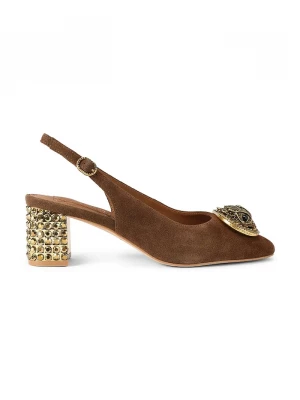 Obrázek produktu Kurt Geiger London lodičky s otevřenou patou semišové Chelsea Block Slingback hnědá