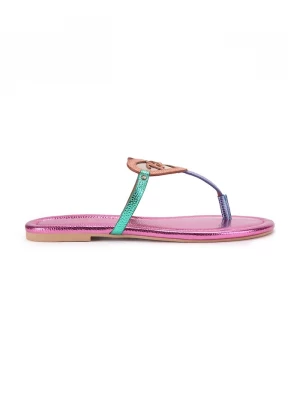 Obrázek produktu Kurt Geiger London pantofle dámské kožené Kurt Heart T Bar Flat růžová