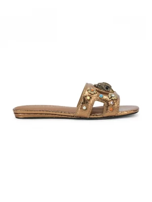 Obrázek produktu Kurt Geiger London pantofle na plochém podpatku dámské kožené Eagle Cut Out Flat Sdl zlatá
