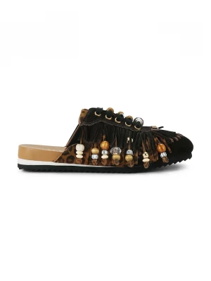 Obrázek produktu Kurt Geiger London pantofle nazouváky dámské kožené Islington P Fringe Mule černá