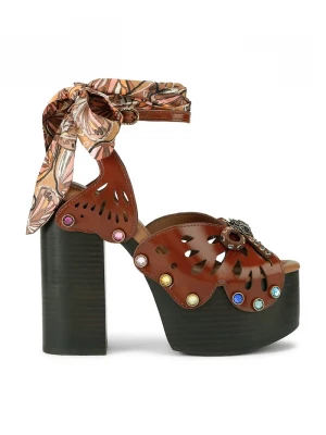 Obrázek produktu Kurt Geiger London sandály kožené Butterfly Platform Sdl hnědá