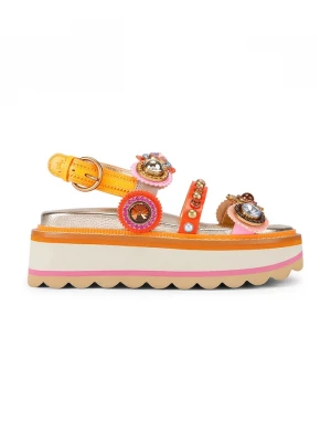 Obrázek produktu Kurt Geiger London sandály na platformě dámské kožené Octavia Sling Flatform oranžová