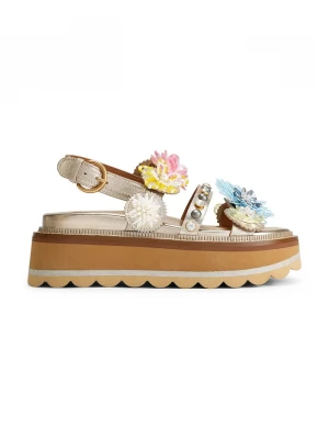 Obrázek produktu Kurt Geiger London sandály na platformě dámské kožené Octavia Sling Flatform zlatá