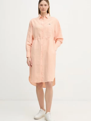Obrázek produktu Lacoste košilové šaty se lnem oranžová