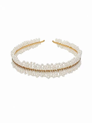 Obrázek produktu LanLivia Čelenka 'Handmade Delicate Pearls Headband' zlatá / bílá