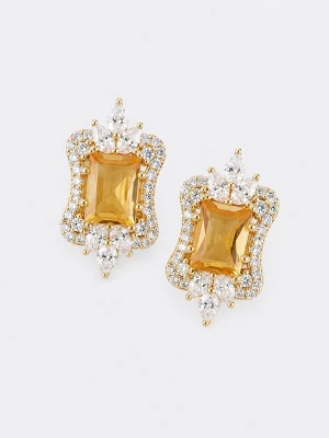 Obrázek produktu LanLivia Náušnice 'Citrine Royal Style Ear Studs' žlutý melír / zlatá