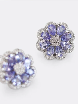 Obrázek produktu LanLivia Náušnice 'Tanzanite Stone Flower Ear Studs' světle fialová / stříbrná