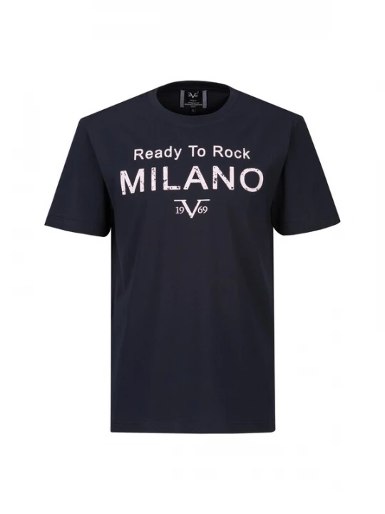 Obrázek produktu 19V69 ITALIA Tričko 'Rafael Ready To Rock' námořnická modř / bílá