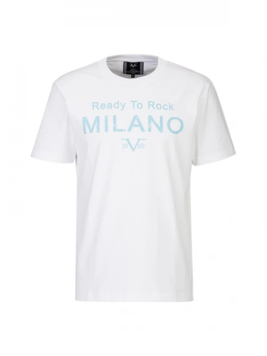 Obrázek produktu 19V69 ITALIA Tričko 'Rafael Ready To Rock' světlemodrá / bílá