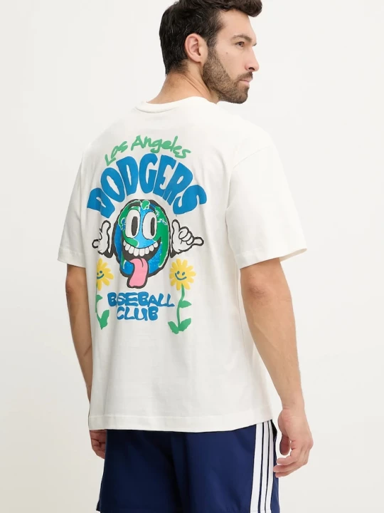 Obrázek produktu 47 brand Bavlněné tričko 47 brand MLB Los Angeles Dodgers béžová