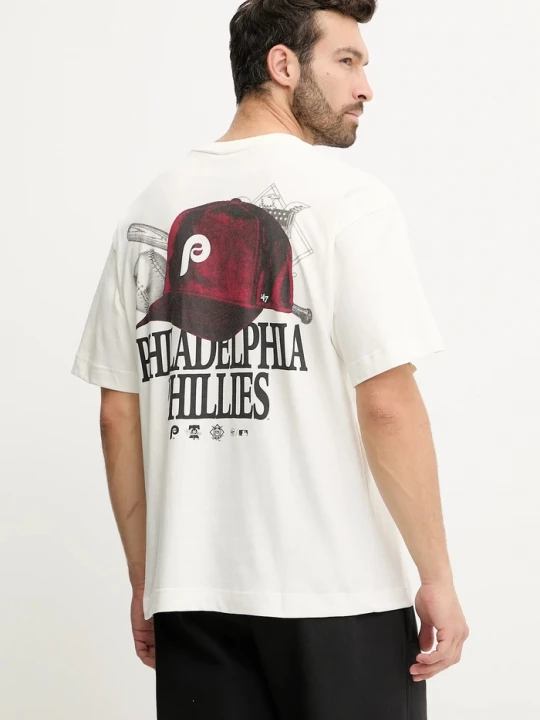 Obrázek produktu 47 brand Bavlněné tričko 47 brand MLB Philadelphia Phillies béžová