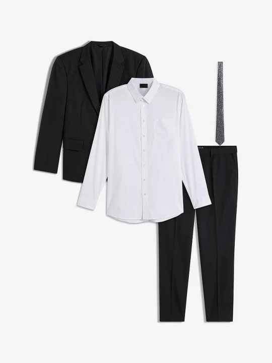 Obrázek produktu 4dílný oblek ve střihu Slim Fit: sako, kalhoty, košile, kravata BonPrix