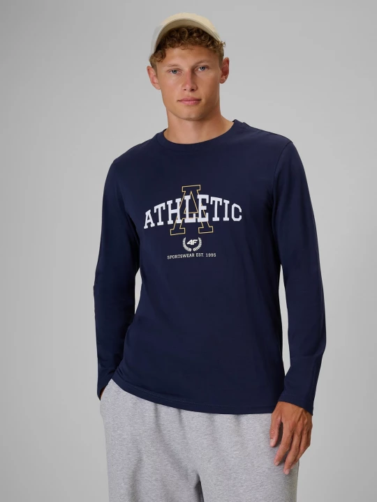Obrázek produktu 4F Longsleeve regular s potiskem pánský - tmavě modrý