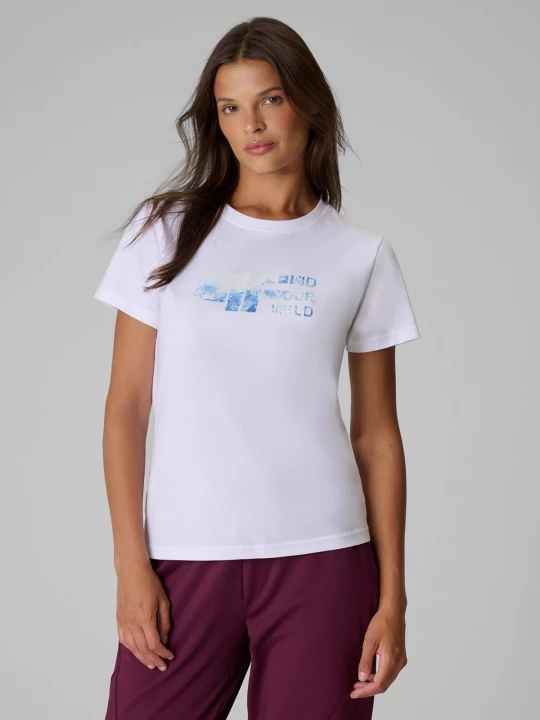 Obrázek produktu 4F T-shirt regular s potiskem dámský - bílý