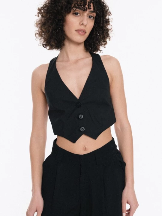 Obrázek produktu 4TAILORS Vesta k obleku 'Scoop' černá