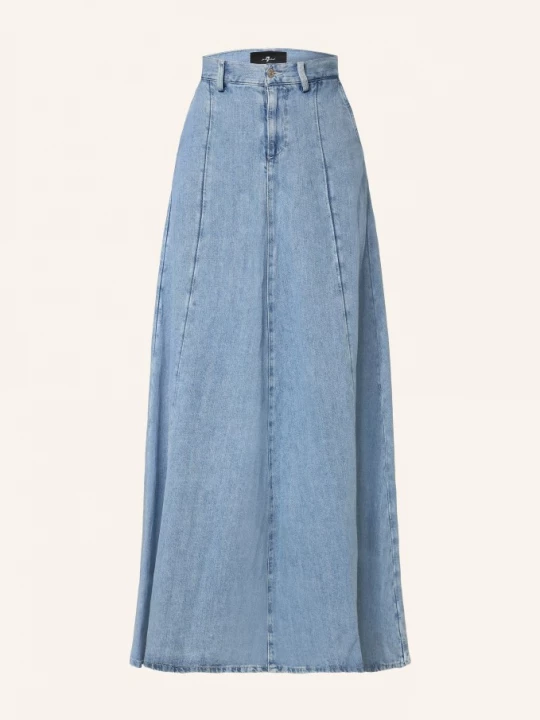 Obrázek produktu 7 For All Mankind Džínová Sukně Drama Skirt S Lněným Vzorem modrá