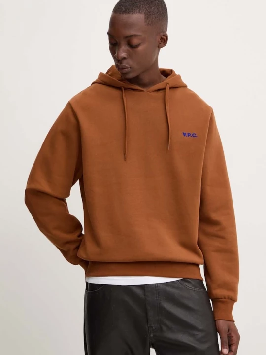 Obrázek produktu A.P.C. Bavlněná mikina A.P.C. hoodie boxy petit vpc hnědá
