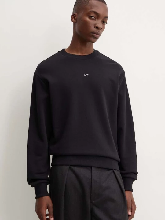 Obrázek produktu A.P.C. Bavlněná mikina A.P.C. sweat boxy micro logo GOTS černá