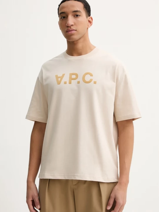 Obrázek produktu A.P.C. Bavlněné tričko A.P.C. T-SHIRT AMPLE MANCHES COURTES VPC béžová