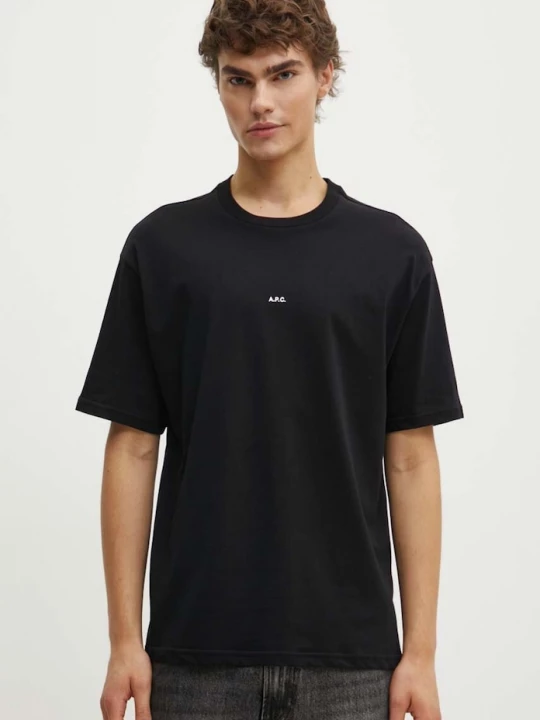 Obrázek produktu A.P.C. Bavlněné tričko A.P.C. t-shirt boxy micro logo GOTS černá