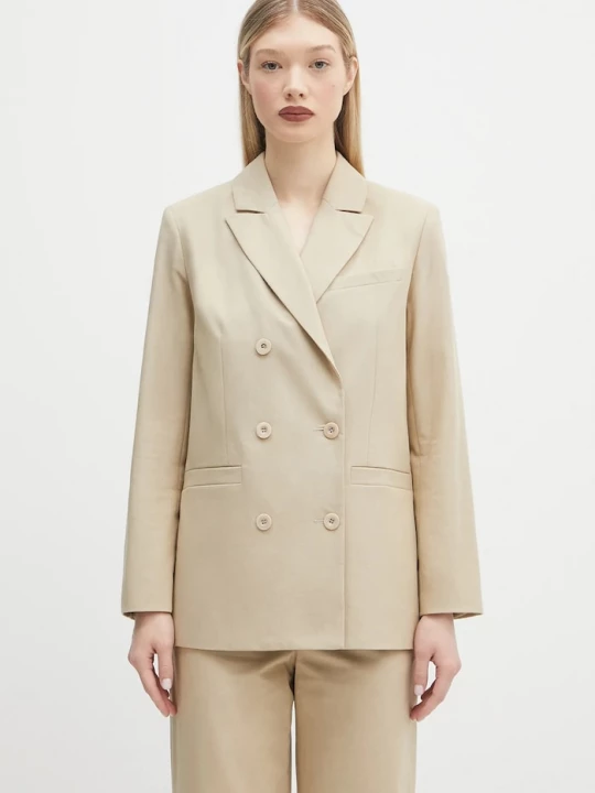 Obrázek produktu A.P.C. dvouřadé sako dámské bavlněné veste lucy béžová